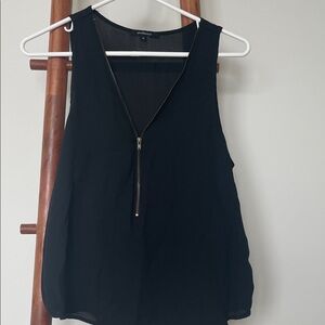 Ambiance Black Sleeveless Blouse with Zipper
